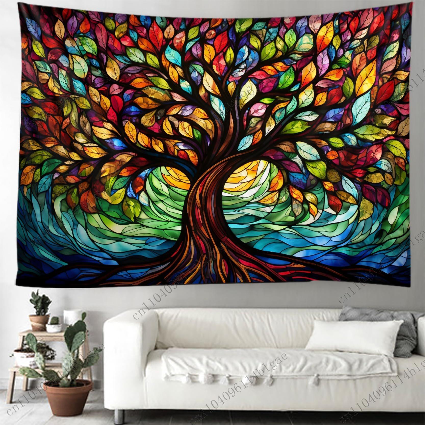 

Lively Room Decoration Color burst Tree of Life Wall Art Room Decorating Item Party Backdrop Aesthetic Living Room Decor Anime 74x94cm(29x37in)