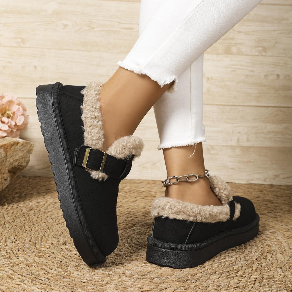 New Winter Women's Boots Plush Fashion Retro Bean Shoes Cotton Women's Flat Sole Slippers Platform Women Boots
