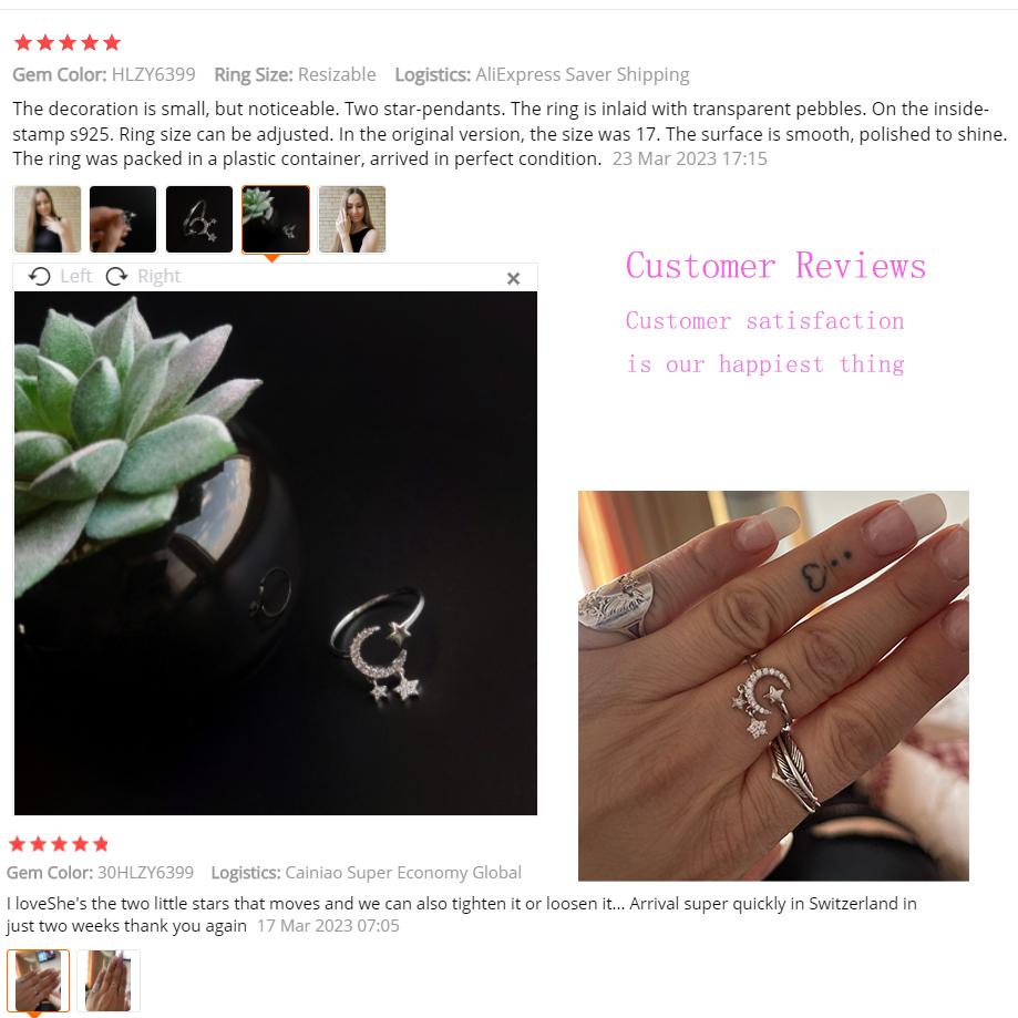 PANJBJ 925 Sterling Silver Four-pointed Star Shining Zircon Ring High-end Personalized Opening Adjustable Jewelry
