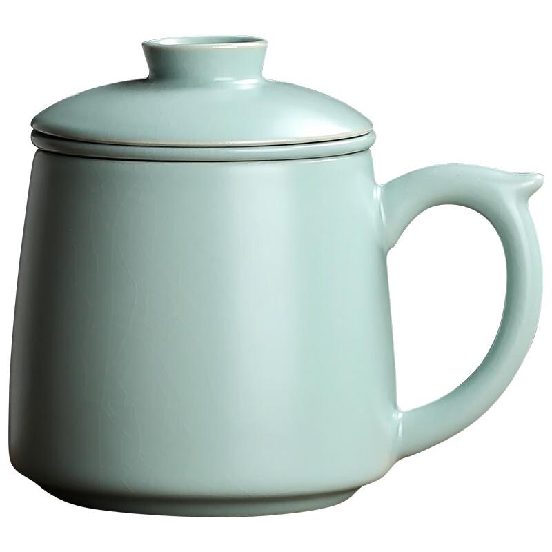 Shangyanfang Ru Kiln Tea Cup Office Meeting Personal Tea Brewing Cup Ceramic Tea Water Separation Birthday Gift Souvenir for Men