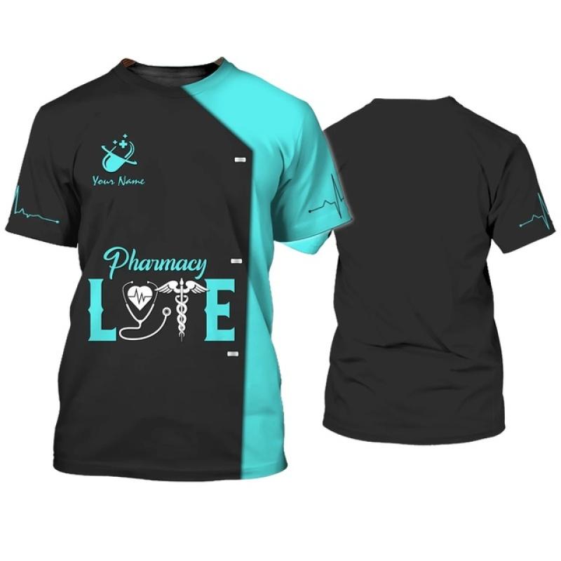 Letní dámské triko Unisex Topy s krátkým rukávem Oblečení pro sestru/lékaře 3D tisk Pohodlné pracovní oblečení Módní trička s výstřihem do O