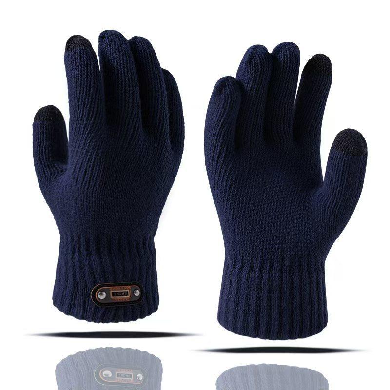 Men's gloves winter thickened warm plush wool winter cold cycling autumn and winter knitted new models