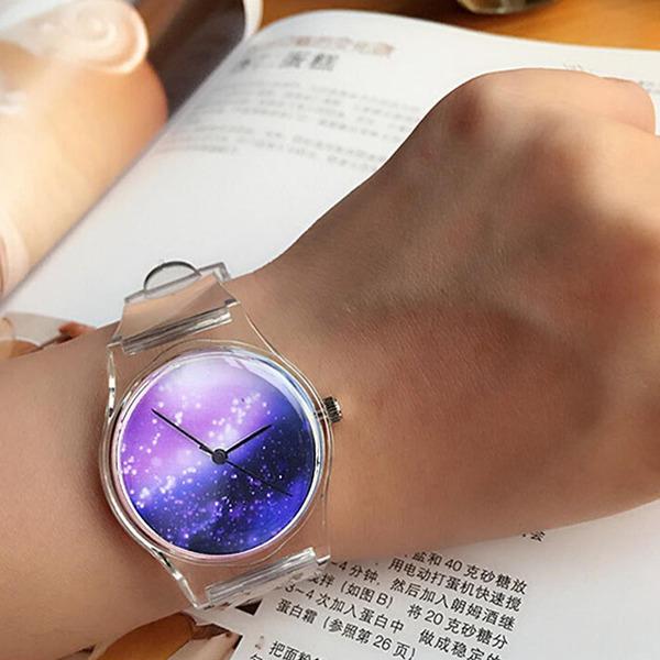 1 PC Jelly Silicone Watch Transparent Belt Skull Casual Women Dress Watch Girls Clock Wristwatches