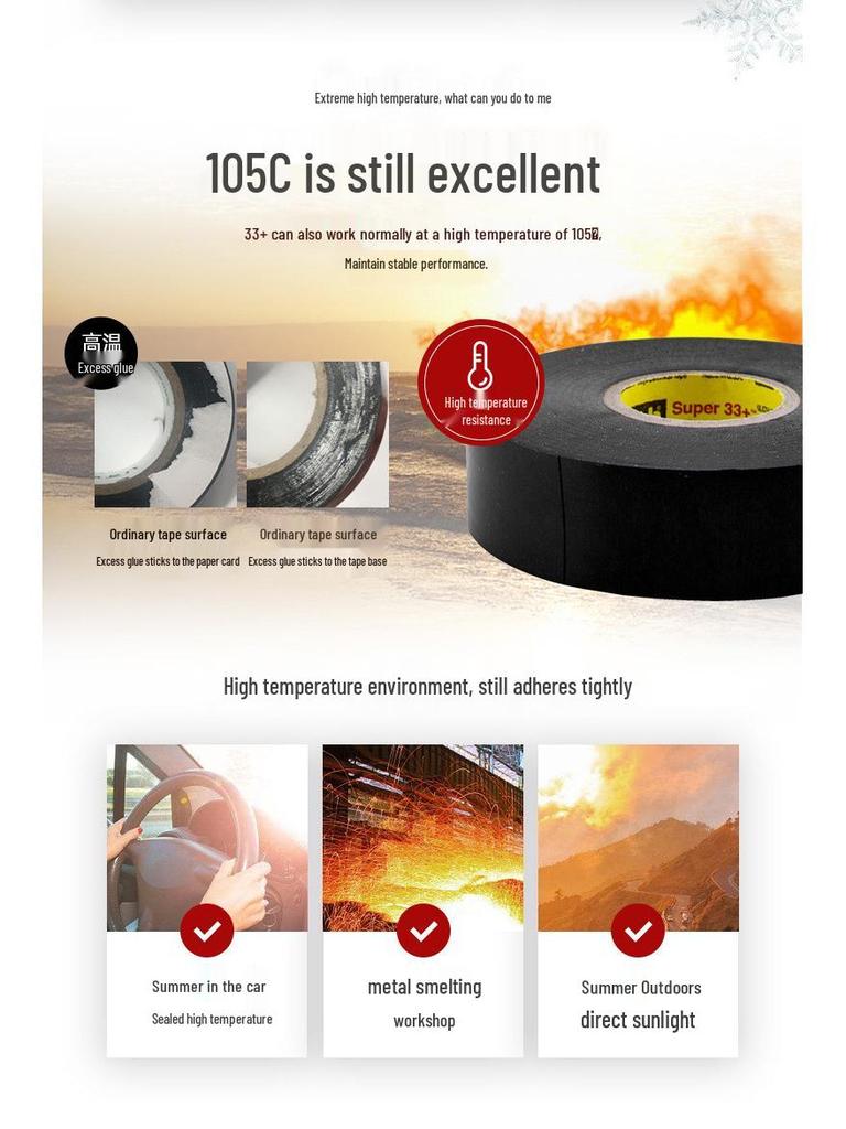 3M Scotch Super33+ Professional PVC Insulating Tape - Durable, Wear-Resistant, Moisture-Proof, UV-Resistant
