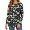 Women's Loose Round Neck Print Long Sleeve T-Shirt Top Pullover