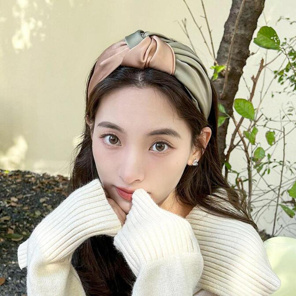 PROLY Ny Mode Dam Pannband Över Sidan Bred Sida Hårband Mittknut Patchwork Huvudbonad Höst Håraccessoarer