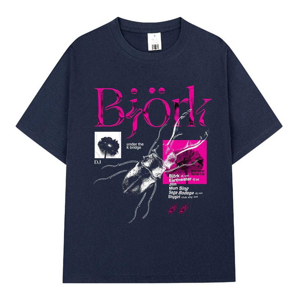 Bjork Music Singer Artist Graphic Print T Shirt Unisex Crew Neck Short Sleeve Casual Streetwear Fashion Tees Tops for Men Women Music Fans Concert