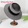 Fashion Woven Straw Hat With Wide Brim And Strap Decoration For Daily Wear