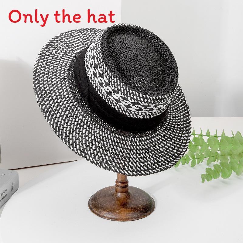 Fashion Woven Straw Hat With Wide Brim And Strap Decoration For Daily Wear