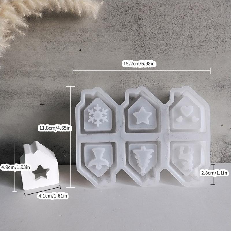 Creative 6 Cavity Silicone Mold for Ambient Light House Designs Perfect for Handmade Craft and Holiday Decorations