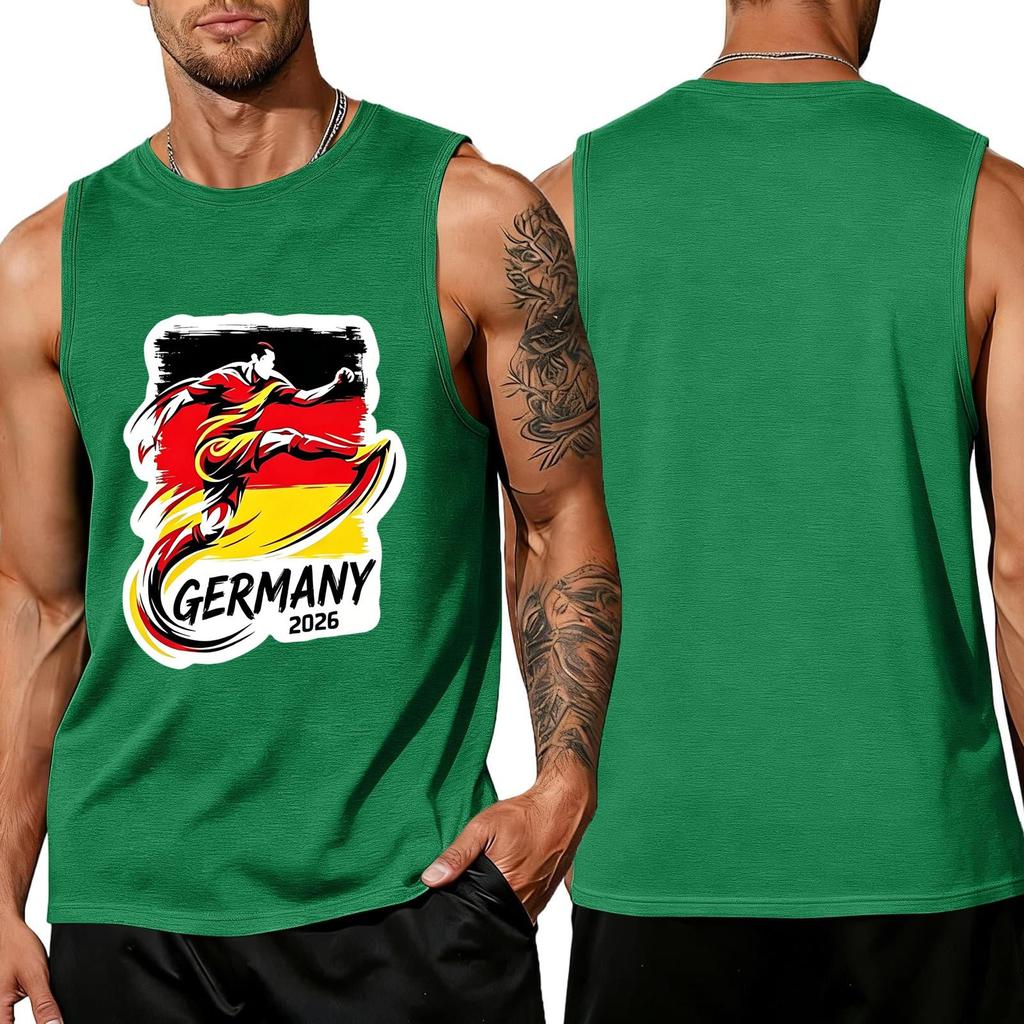 Men's Sleeveless Tank Top Athletic Vest Germany 2026 Soccer Graphic Print Cotton Blend Casual Fit