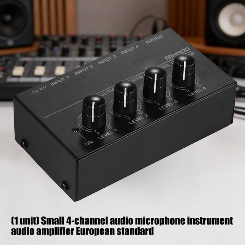 MX400 Mixer 4 Channel Auditory Mixer Amplifier Low Noise For Microphones And Instrument With Metal Housing