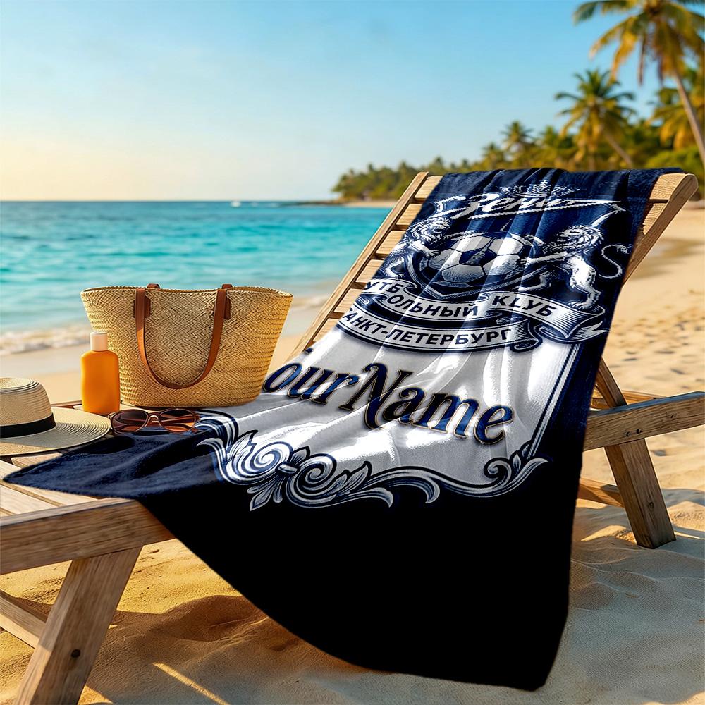 Fc Zenit Saint‑petersburg Personalized Text Beach Towel Quick-Dry Soft Microfiber Suitable for Sports Travel Swimming Yoga Bathroom Beach And Pool