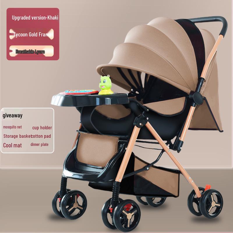 Newborn 4-Season Stroller: Foldable, Spacious, Shock-Absorbing for Sitting & Lying Down.