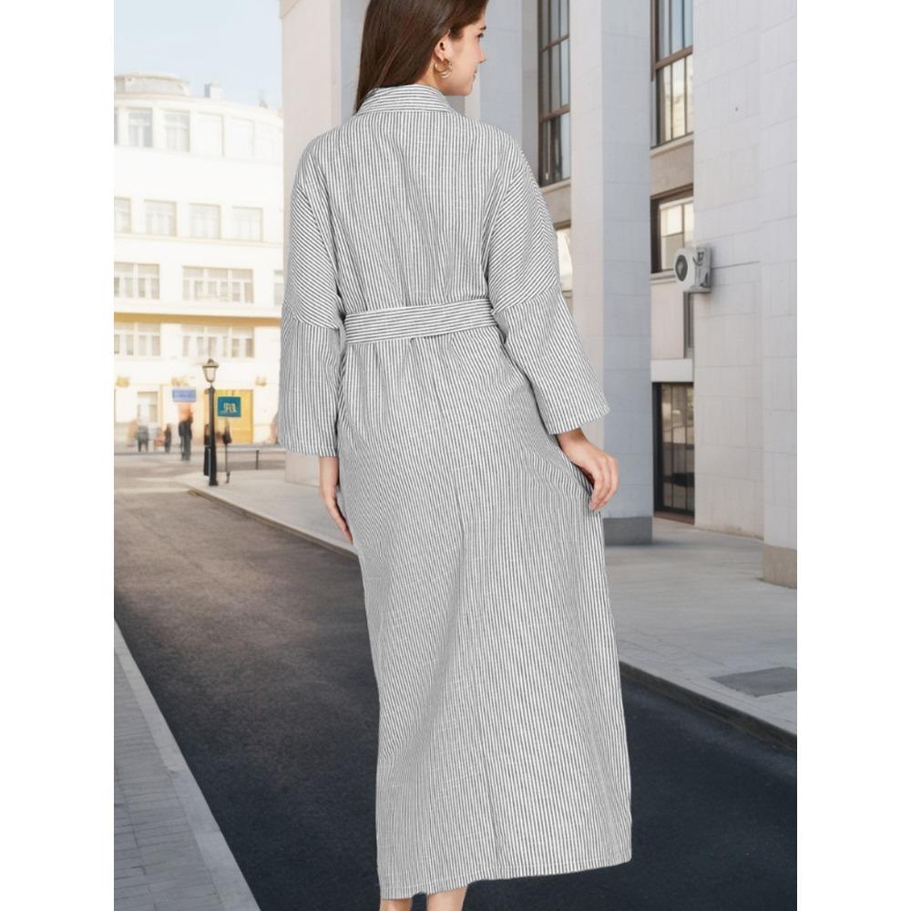 Women's Striped Shirt Skirt Loose Dress