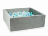 Dry Ball Pit 600 Pieces 110x110x40 Velvet Gray: Light Mint, Turquoise, Light Blue, Light Blue Pearl, Pearl, White, Transparent