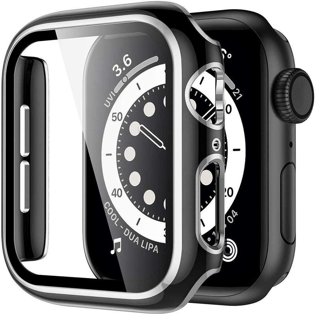 Coque de protection bicolore pour Apple Watch iWatch7 avec film en verre trempé
