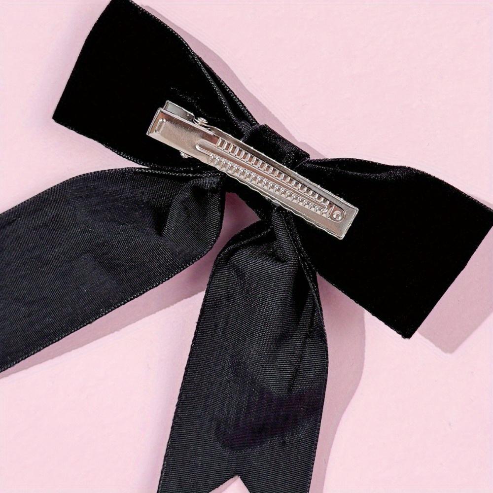 Water Diamond Heart-Shaped Velvet Bow Hair Clip, Sweet Girl Retro Elegant Temperament High-end Hair Accessory