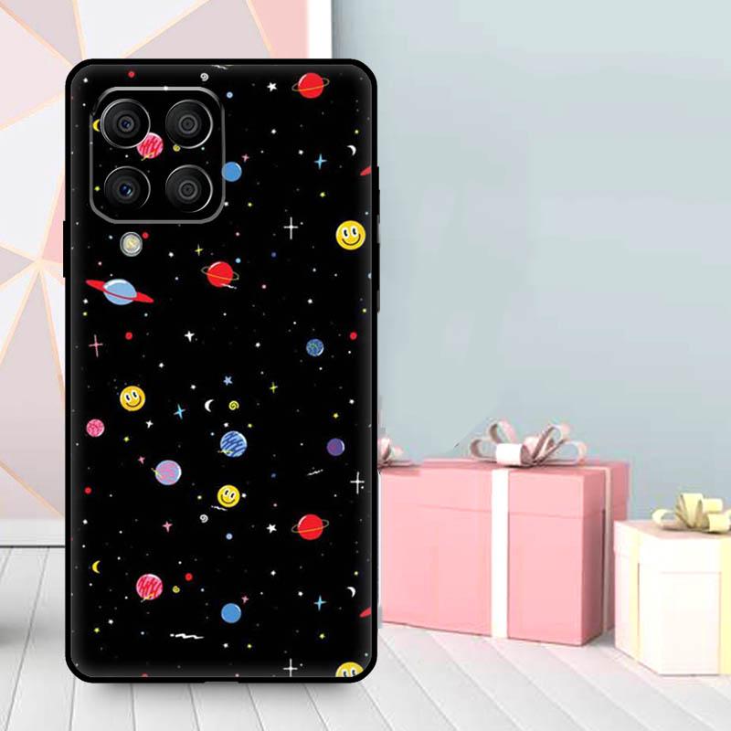 Black Moon Stars Space Astronaut Case For Samsung Galaxy M56 M52 M32 M53 M16 M11 M21 M31 M35 M12 M13 M14 M15 M36 M55 M34 M54