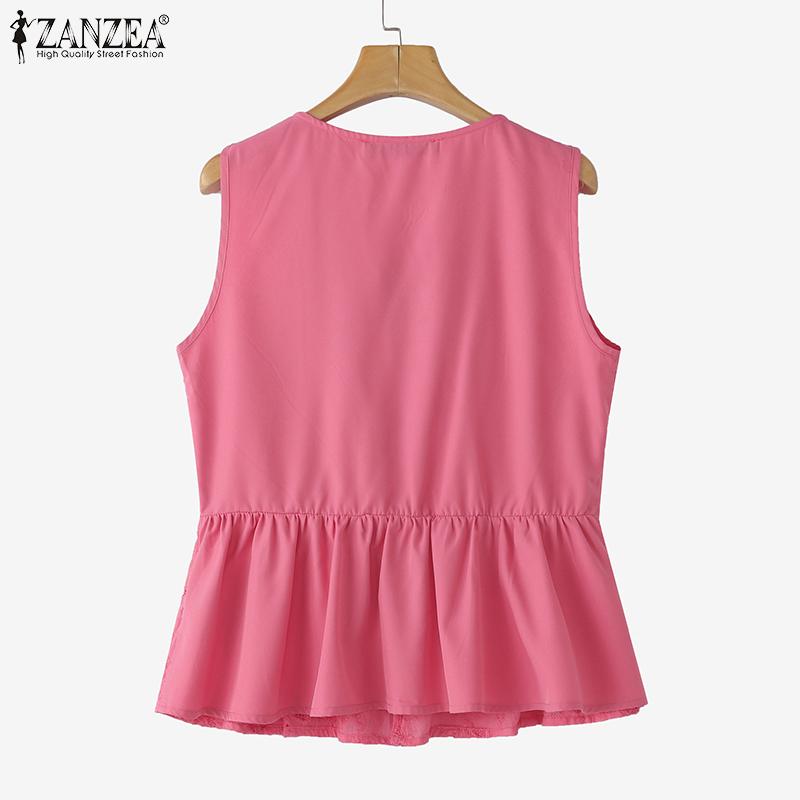 ZANZEA Dámské ležérní krajkové háčkované patchworkové šněrovací tílka bez rukávů