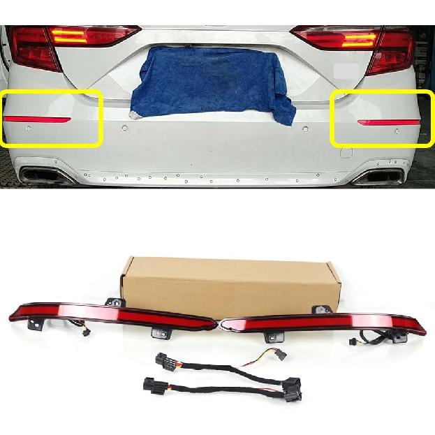 

LED Rear Bumper Reflector Light Tail Light for 2018 2019 2020 2021 2022 Honda Accord with Driving/Brake/Turn Signal Light Plug And Play Fog Light Classic Red Lens