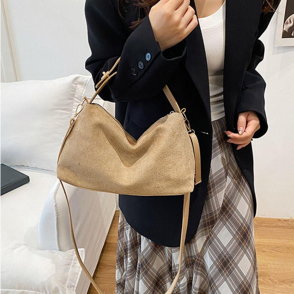 Large Capacity Hobo Bag Fashion Ladies Crossbody Bag Waterproof Suede Shoulder Bag Girls