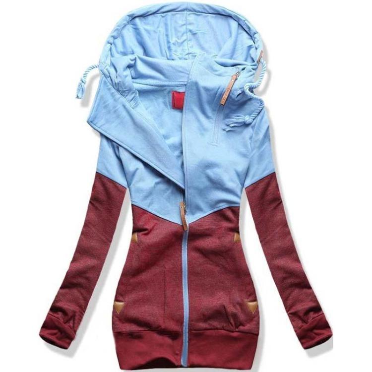 2021 Women Fashion Hooded Zipper Sweatshirt Jacket Coat Pink Blue Winter Autumn Spring Female Hoodies Sweat Polerones