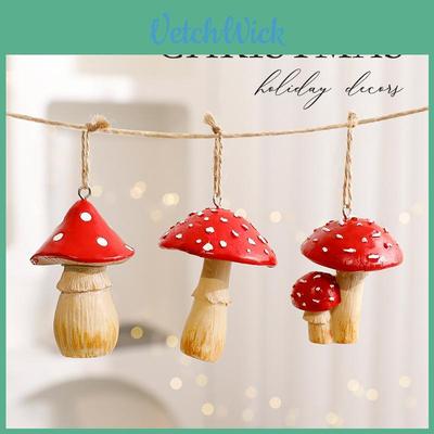 Christmas Mushroom Ornaments Resin Decorative Holiday Gift Set For Festive Decor