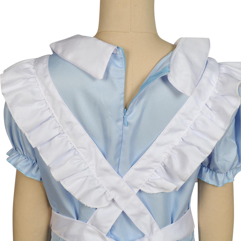 Alice In Wonderland Blue & White Maid Costume with Headband - Girls' Birthday Princess Dress