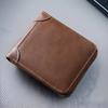 Men’s Pu Leather Trifold Wallet Zipper Wallet Multi Card Holder Coin Pocket Zip Around Wallet Secure Zipper Short Wallet Multi Card Slots Coin Pocket