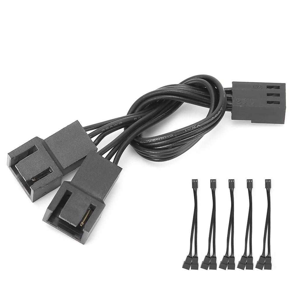 5pcs Fan Splitter Cable 1 To 2 Converter 3pin Fan Splitter Extension Power Cable