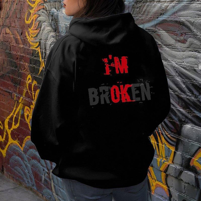 Letterprint Casual Fashion Hooded Women'S Shoulder Sleeve Sweater