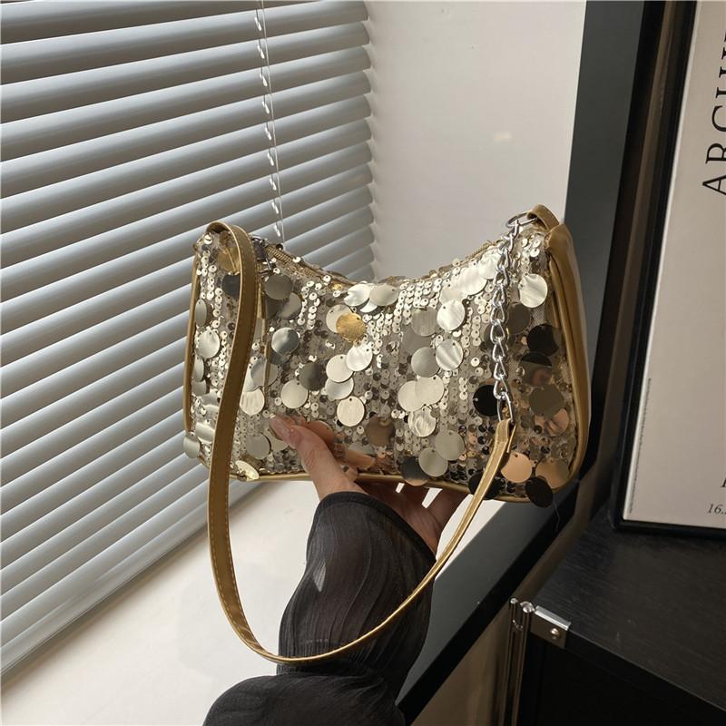 Spring and Summer Popular Chain Bag Women's New Versatile Messenger Bag Fashion Niche Sequined Shoulder Armpit Bag