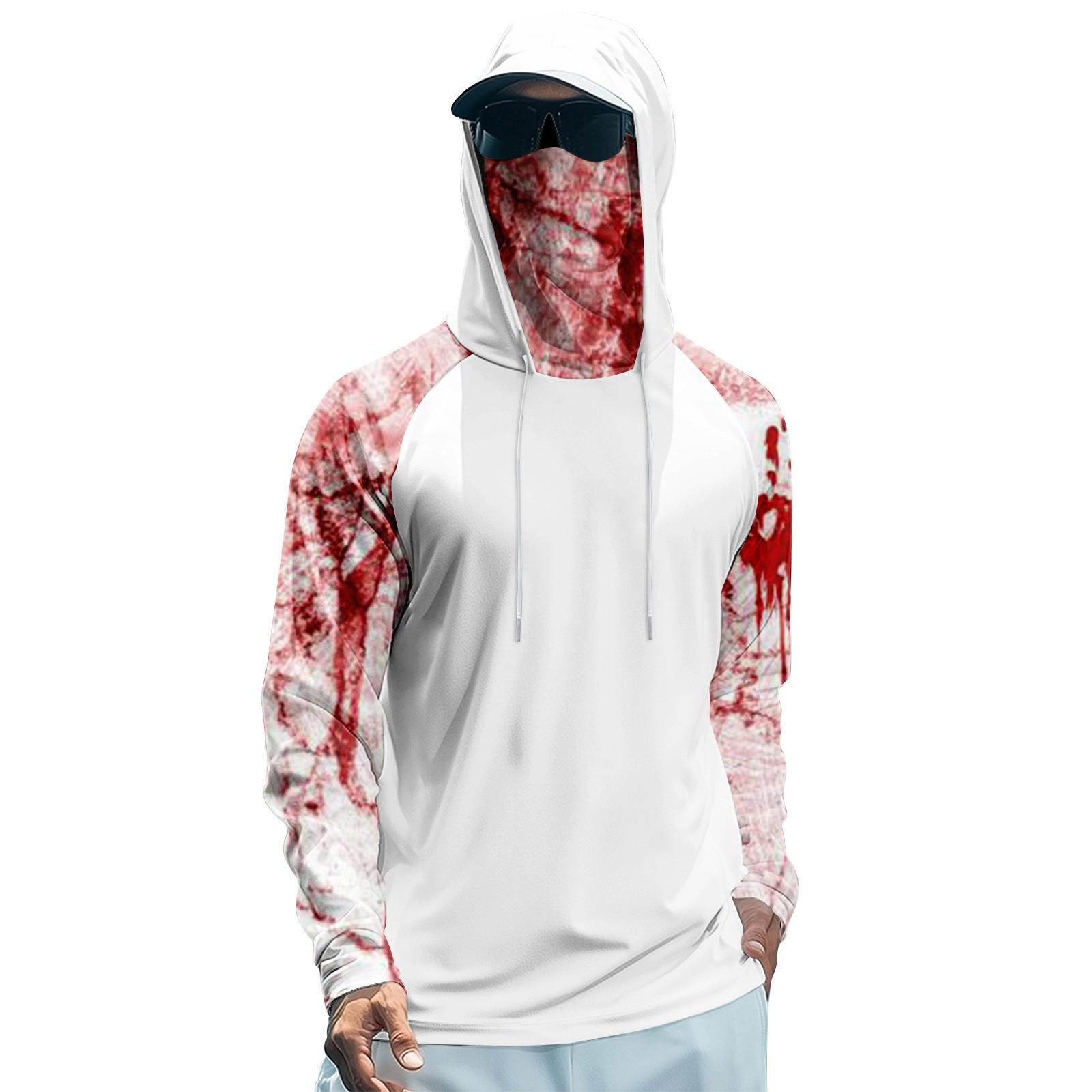 

Men s Performance Fishing Raglan Halloween Prints Hoodie - UPF 50+ UV Long Sleeve Sun-protective Shirt With Mesh Visor S рожевий