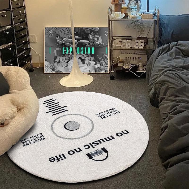 Black and White Minimalist Boys' Bedroom Non-Slip Billiards Floor Mat, 8-Ball Carpet for Home, Living Room, or Bedside Rug