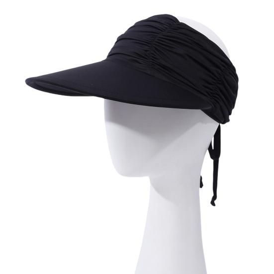 Sun Hat Wide Brim UV Protection Ponytail Hat Pleated Design Elastic Fit Empty Top Hat Summer Beach Travel Outdoor Sports Hat
