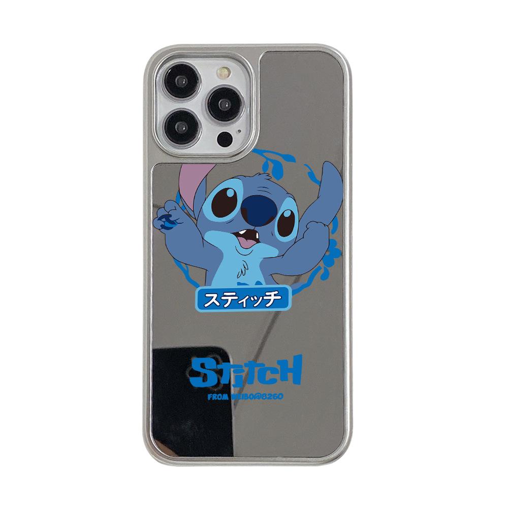 ins style Stitch mirror phone case apple 16pro fun cute makeup mirror iPhone17pm girl