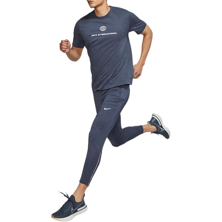 Nike T-shirt Girocollo Logo Colore Unico Heritage Uomo Top Blu DM5440-437