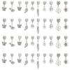 60Pcs 10 Styles Rack Plating Brass European Dangle Charms Large Hole Pendants Mixed Shapes Lead Free & Cadmium Free Antique Silver 22~39mm Hole: 4.5mm