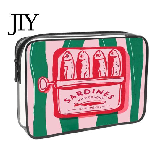 Retro-Fischdosen-Design Kosmetiktasche Sardinen Kosmetiktasche, durchsichtige wasserdichte Tasche, Reißverschluss Transparente Reise-Aufbewahrungstasche Verschluss Toilettenartikel für Damen