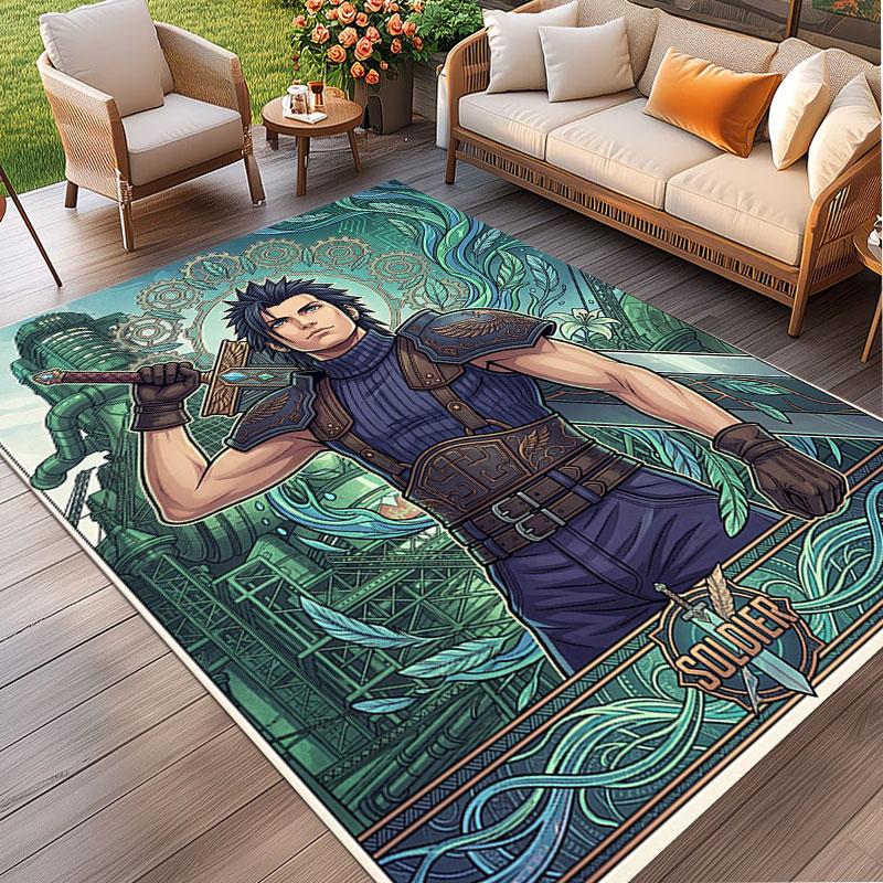 Final Fantasy Print Rug, Washable Floor Carpet, For Entryway Dorm Laundry Room Office Study, Home Decor Birthday Christmas Gift