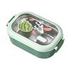 304 Food Grade Stainless Steel Lunch Box Split Compartment Bento Box Reusable for Fruit Salad Meal Work School Use