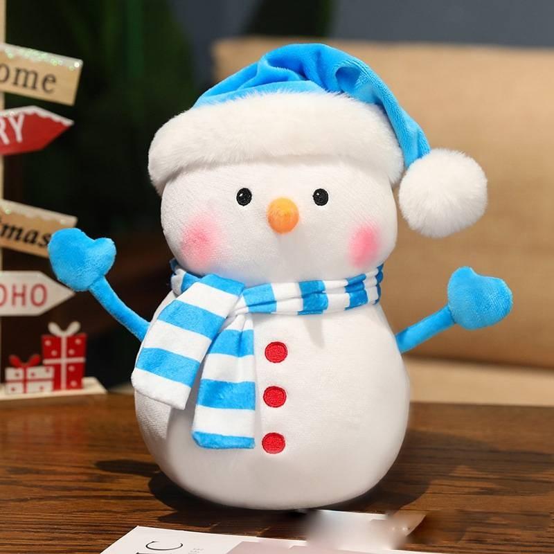 Adorable Plush Snowman Doll For Bedroom Decor Soft Stuffed Toy For Kids Christmas Gift
