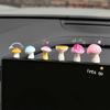 Set of 6 Cute Small Mushroom Resin Figurines Car Interior Decors For Dashboard Rearview Mirror Or Window Decoration