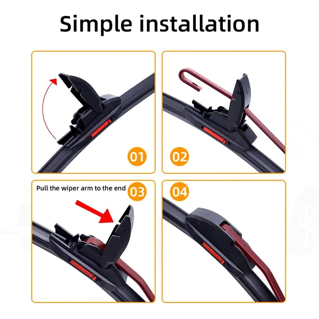 Car Windshield Wiper Blade 13 "14" 16 "18" 19 "20" 21 "22" 24 "26" 28 "Waterproof Wiper Blade J/U Hook Double Rubber Wiper Blade