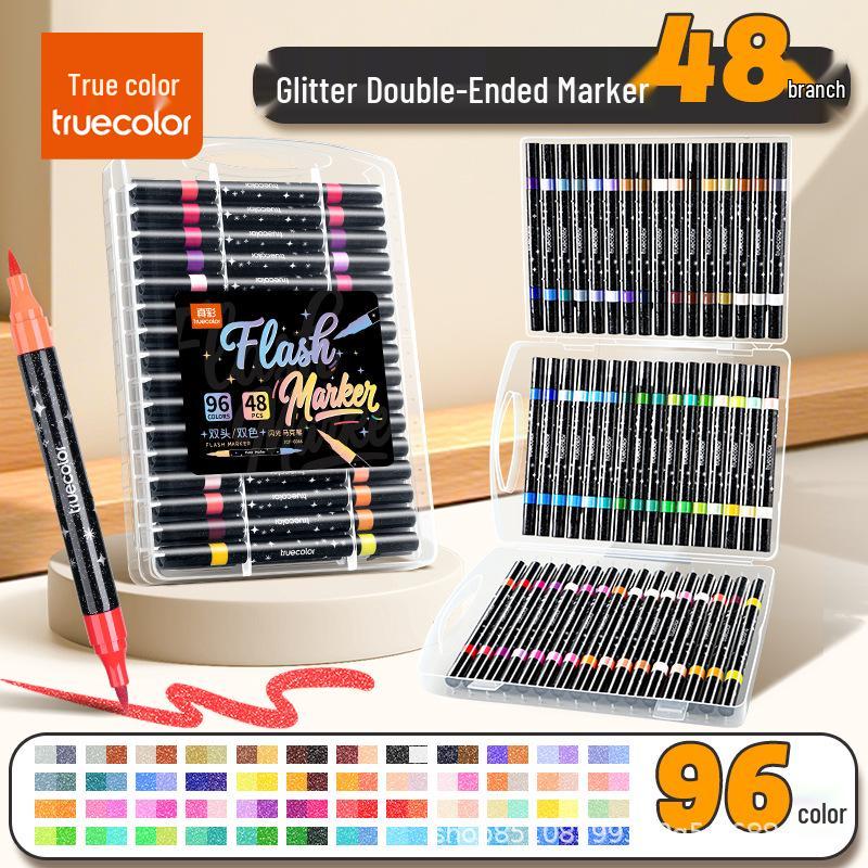 True Color Double-Ended Soft Tip Watercolor Marker for Kids - Black Box Doodle Pen