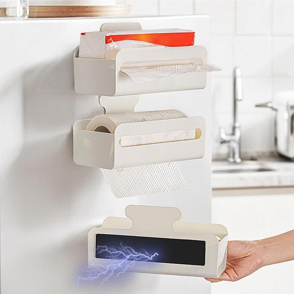 Magnetic Paper Towel Holder Magnetic Storage Box Paper Towel Holder Wall Mount Dispenser Container Refrigerator Organizer
