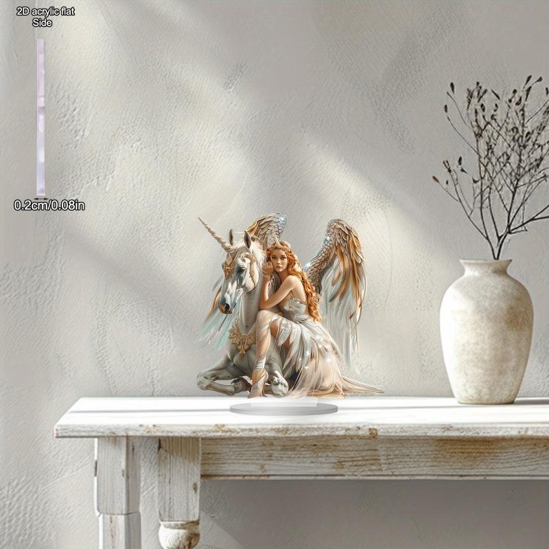 Angel and Horse, Ponytail Home Tabletop Decorations, Home and Office Desktop Decoration, Unique Gift for Nature Enthusiasts, Nurseries, Home Desk Liv