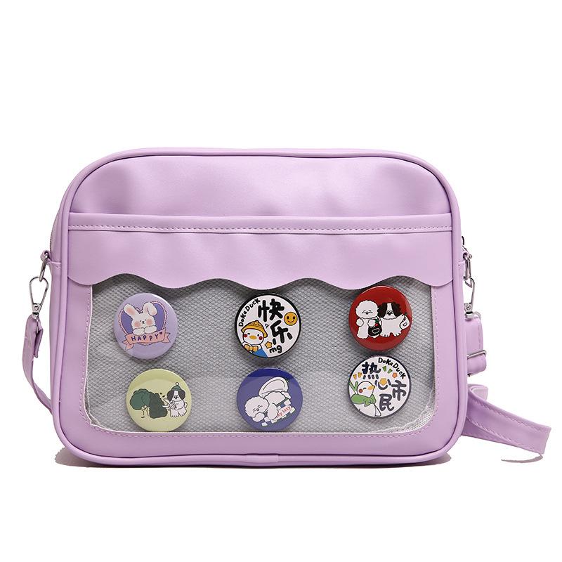 Two-dimensional Female Small Fresh College Style Shoulder Bag Versatile Sweet Soft Girl Transparent Messenger Bag