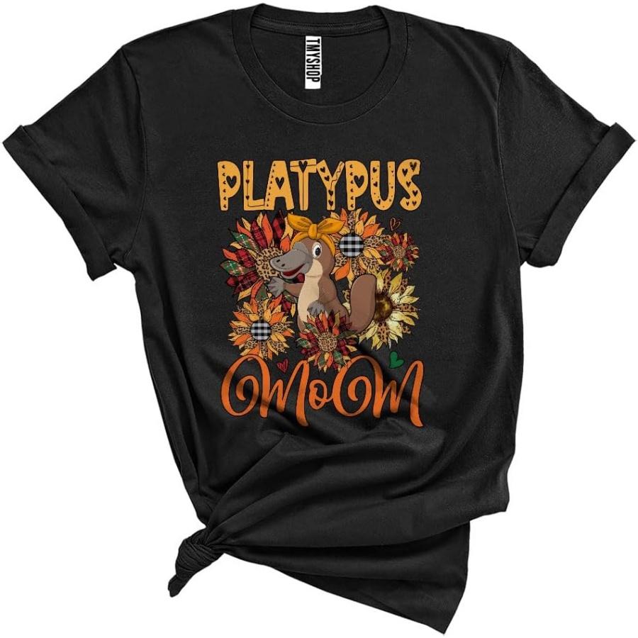 Platypus Mom, Humorous Mother s Day Leopard Plaid Sunflowers Platypus, Wild Animal Lover Unisex T-Shirt Black XXXXXL чёрный